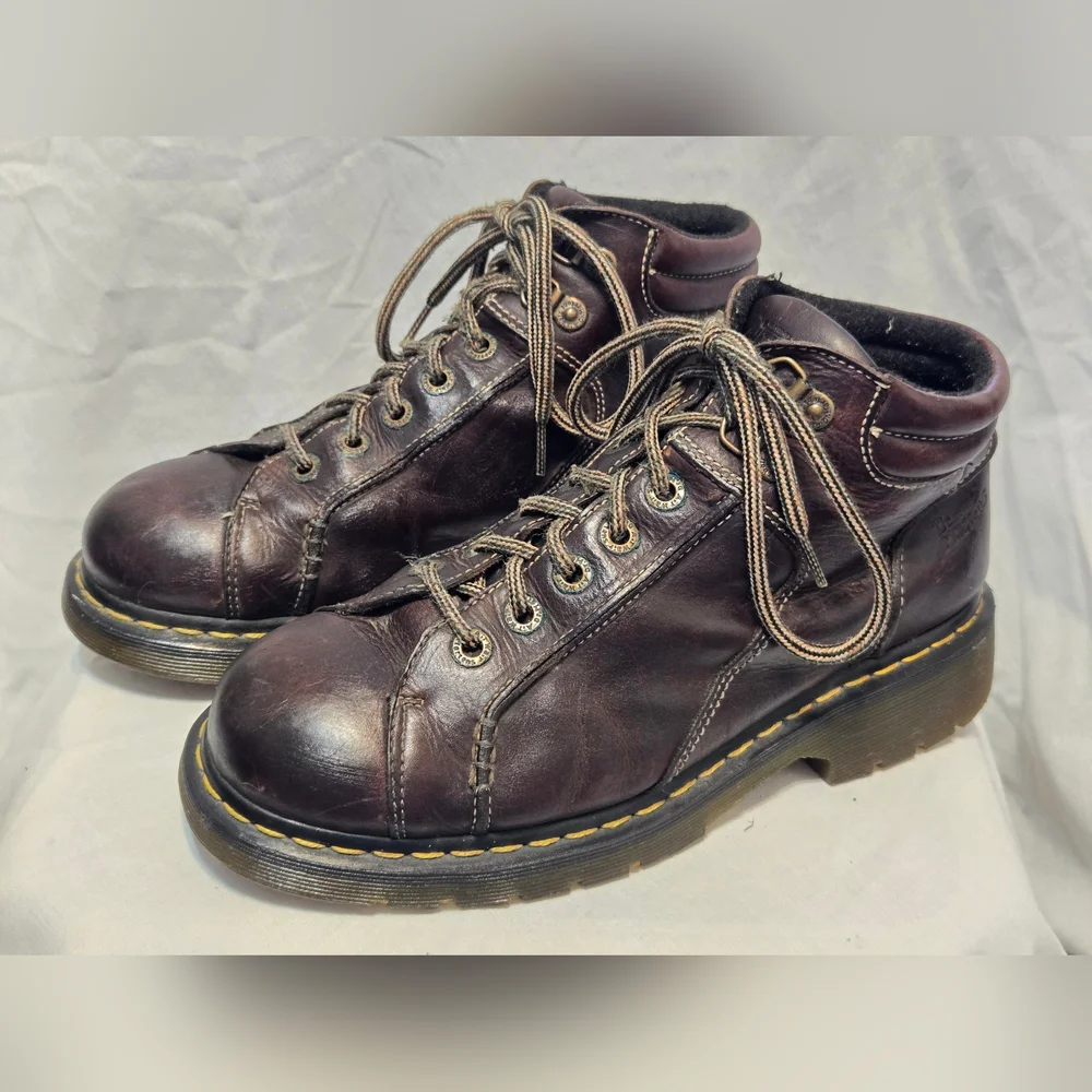 Dr.Martens Boots Womens 11 Mens 10Leather Lace Up Big Stitch Chunky Vintage 8A54 - Picture 2 of 10